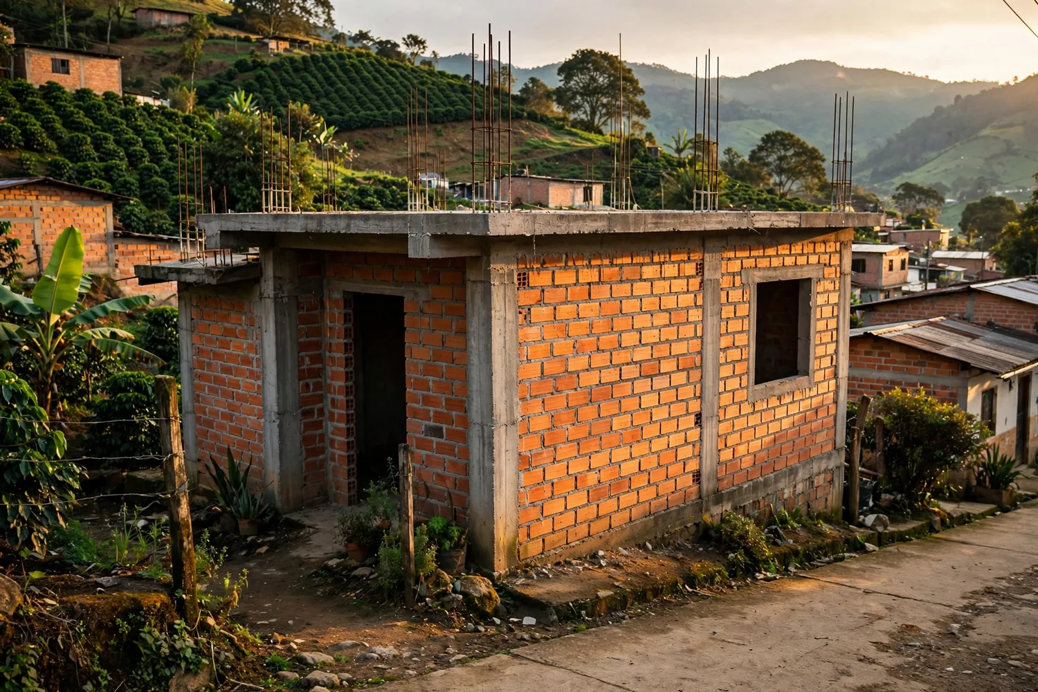 A bare brick house ready for a second floor